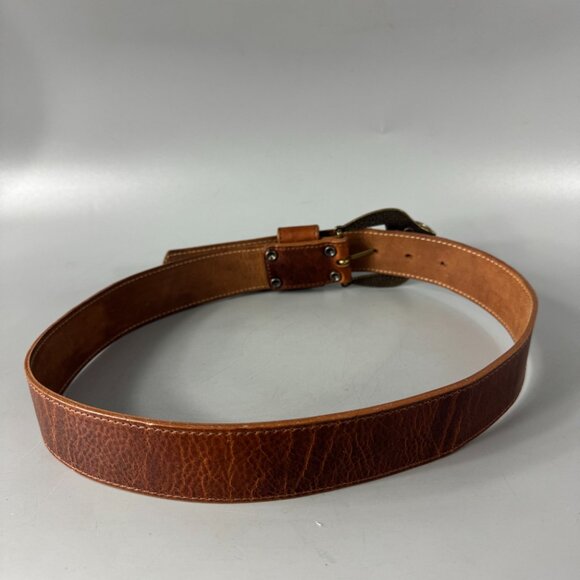 Vintage LEATHEROCK Women\'s Western Brown Leather Boho Shells Hippie Belt, Size M main image 8